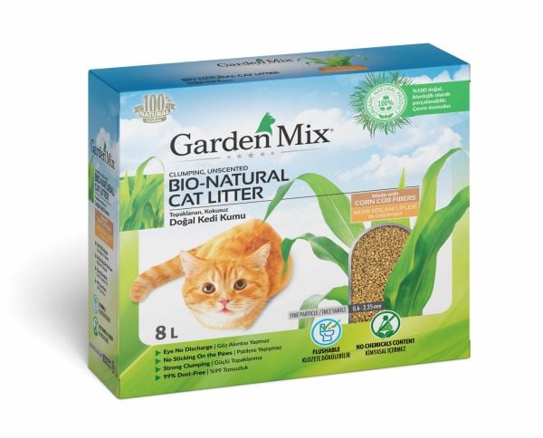 Garden Mix Topaklanan Mısır Lifli Kedi Kumu 8 Lt