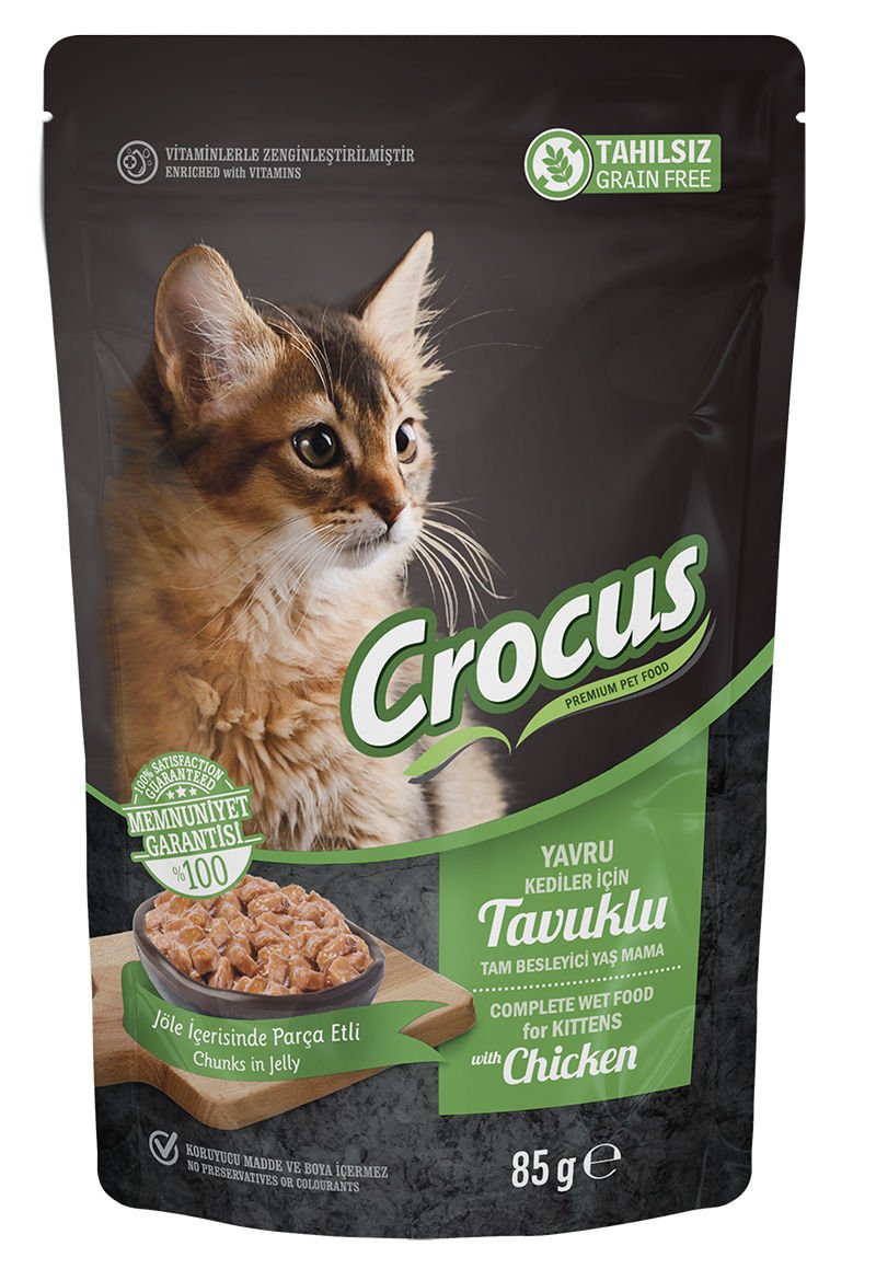 Crocus Tahılsız Yavru Kedi Tavuklu Pouch Jöleli Yaş Mama 85 Gr