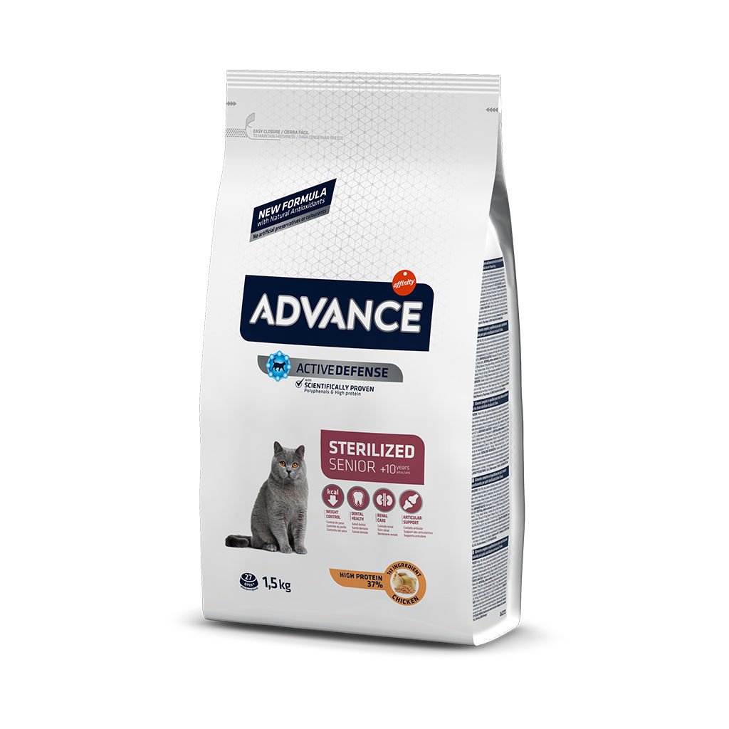 Advance Senior (+10 yaş) Tavuklu ve Arpalı Kısırlaştırılmış Yaşlı Kedi Maması 1.5 Kg