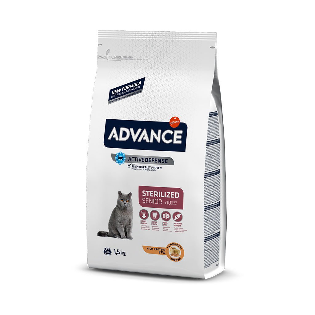 Advance Senior (+10 yaş) Tavuklu ve Arpalı Kısırlaştırılmış Yaşlı  Kedi Maması 1.5 Kg