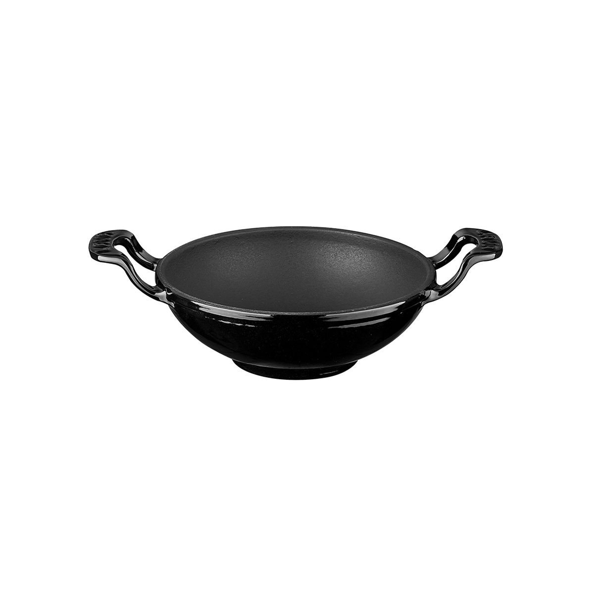 Lava Cast Iron Mini Wok Diameter(Ø)16cm. Solid Handle - Black