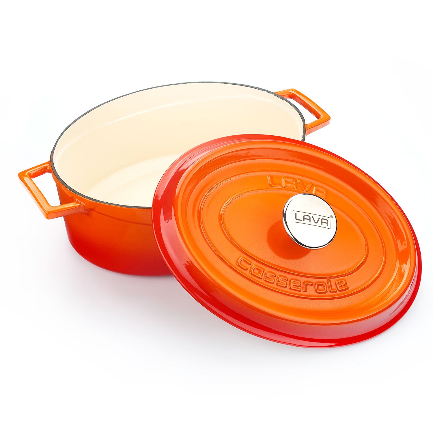 Lava Cast Oval Pot Size 23x29cm. Edition Series - Orange