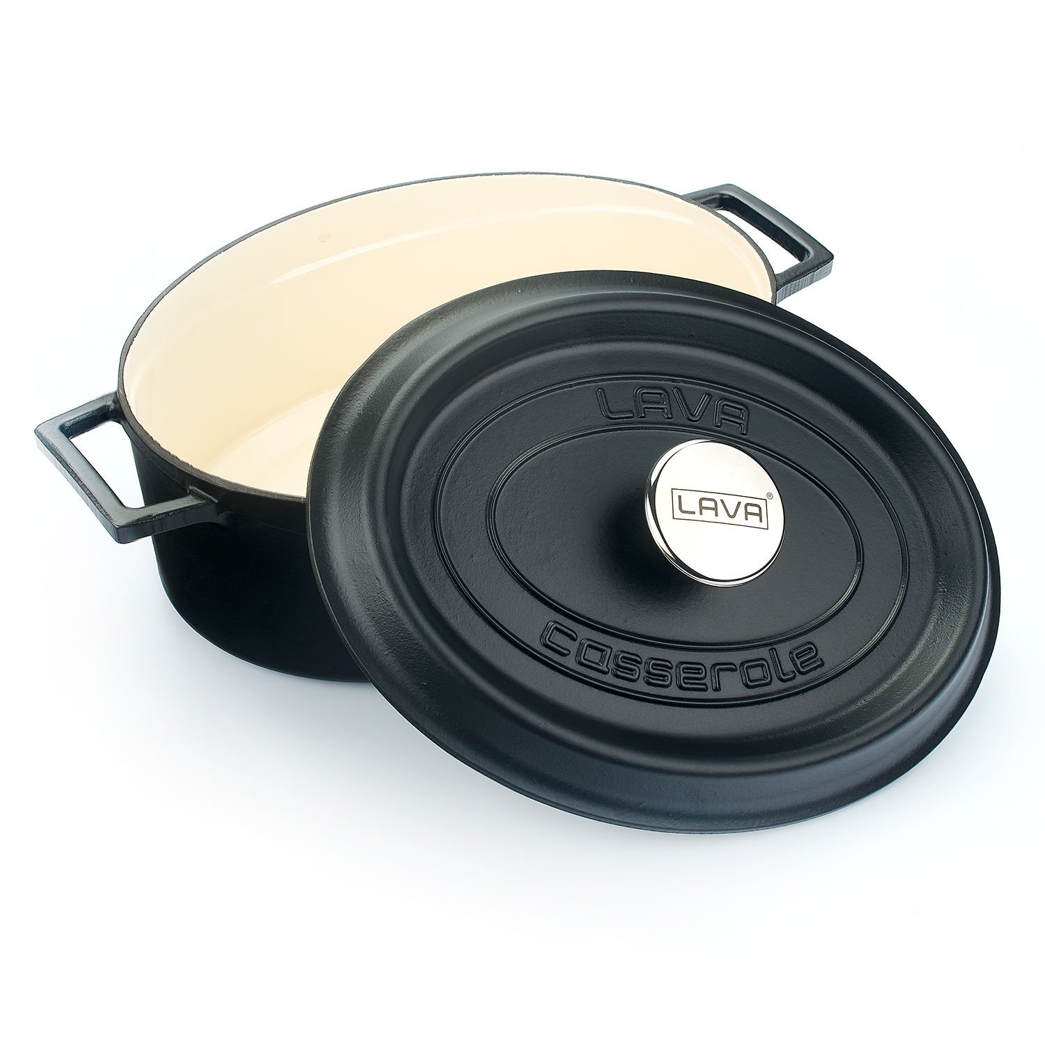 Lava Döküm Oval Tencere Ölçü 23x29 cm. Edition Serisi - Mat Siyah