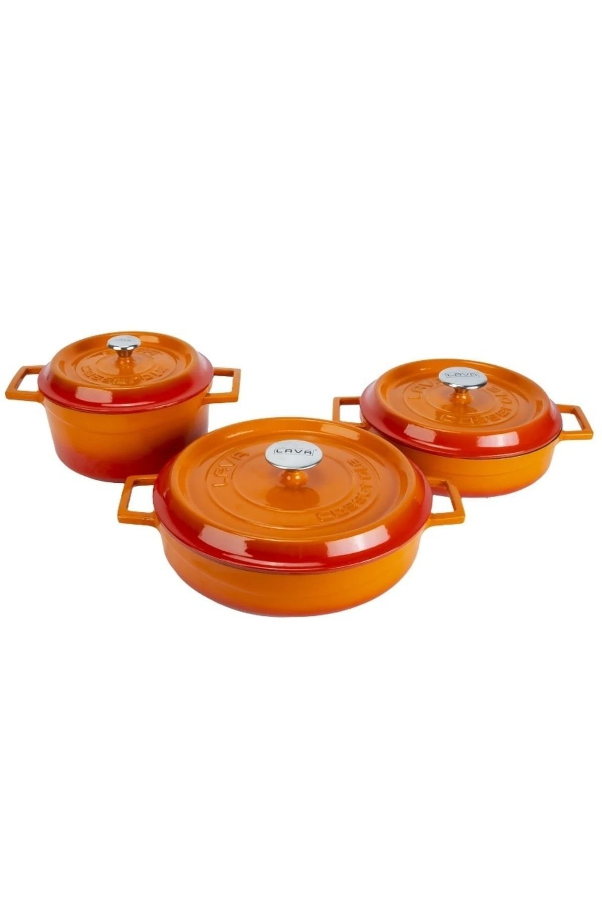 24 cm deep-24 cm shallow-28 cm shallow orange pot set