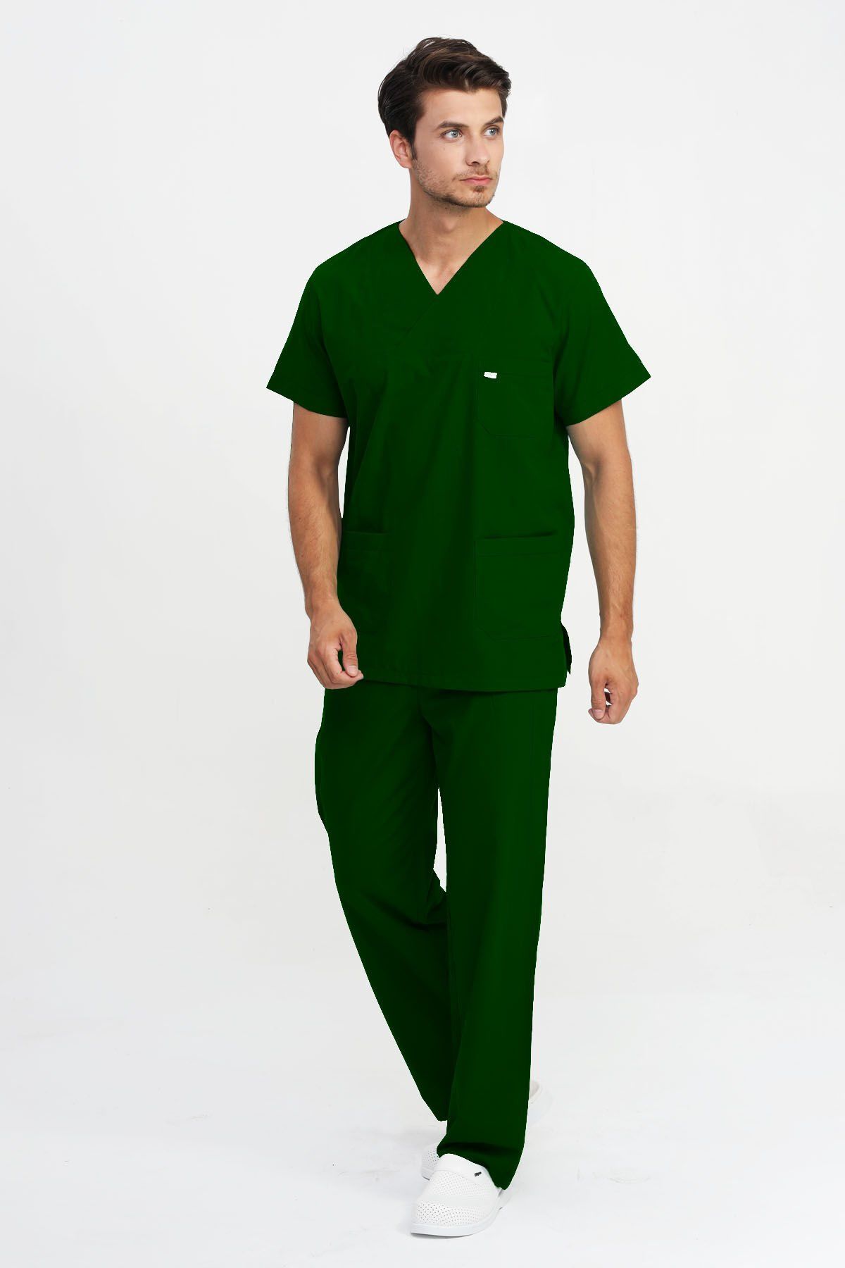 Erkek Koyu Yeşil Klasik Terry Cotton Cerrahi Takım
