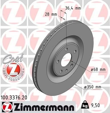 FREN DİSKİ ARKA KAPLAMALI HAVALI TOUAREG-A6-A7-A8-Q8-E TRON 986479E41-DF6750S-ZIMMERMANN 100.3376.20-4M0615601J-4M0615601P