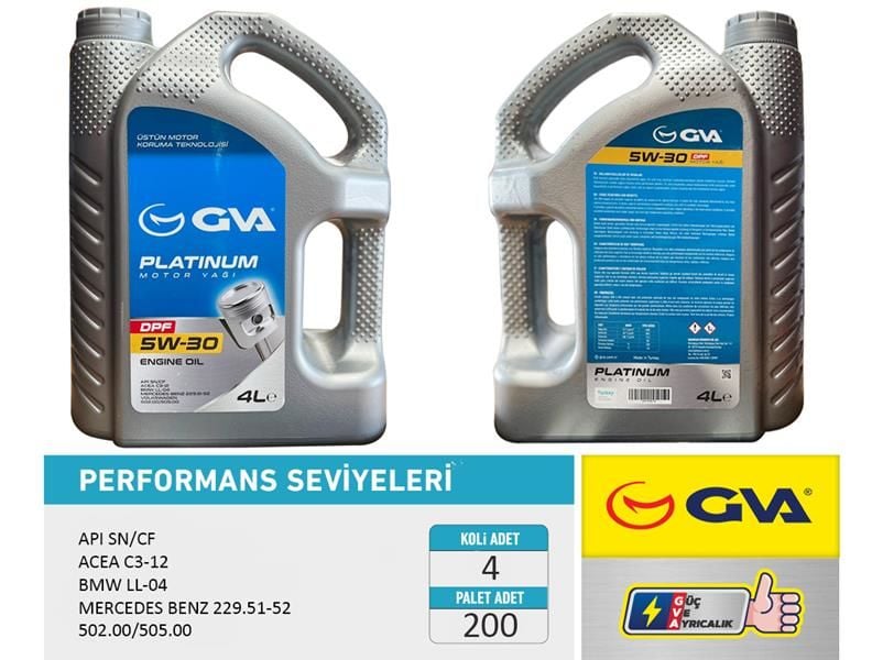 MOTOR YAĞI 5W30 4 LT PLATINUM PARTİKÜLLÜ-DPF TAM SENTETİK API SN/CF-GVA 9920152-5W30-93165556-7711943761