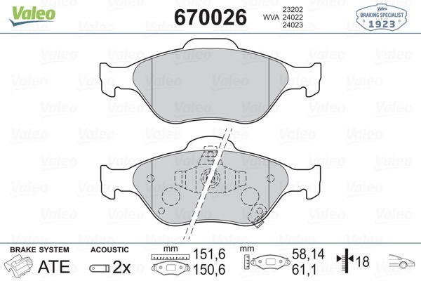 ÖN BALATA YARIS 1.0VVTİ 1.3VVTİ 1.4D4D 06 09 11-VALEO-044650D050-WVA24952-WVA24022