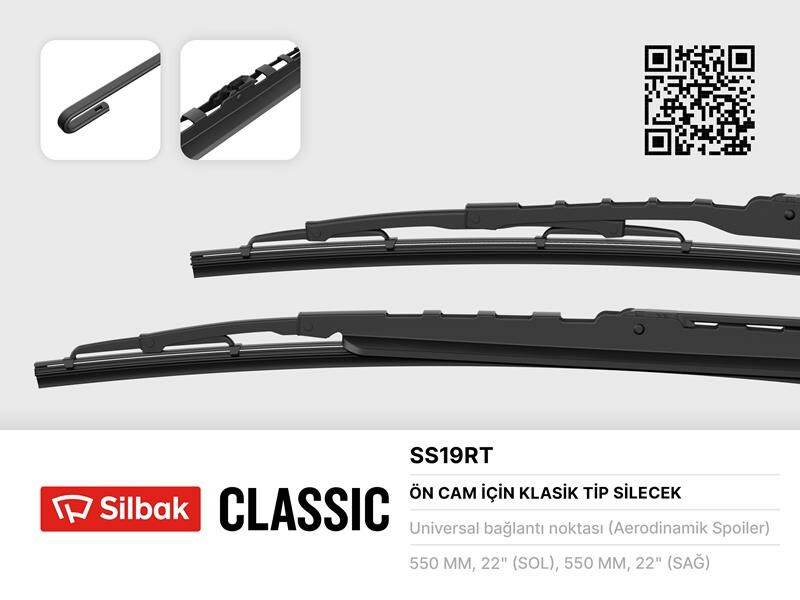 SİLECEK SÜPÜRGESİ 550/550MM BERLINGO-PARTNER -08 BOXER-JUMPER-DUCATO -06 P206-P306-XSARA-P406 SPRI NTER YT -PARTNER-VW LT ST -TRANSIT-CONNECT AUDI 100-R25 OLCU:550MM / 550MM RUZGARLIKLI-SILBAK SS19RT