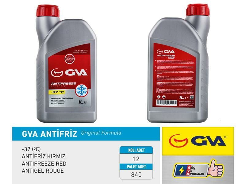 ANTİFRİZ 1 LT -37 C KIRMIZI LONG LİFE Koli 12 Ad ORGANIK-GVA 9930121