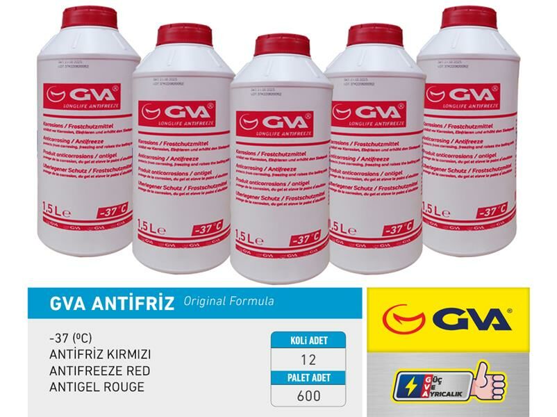 ANTİFRİZ 1.5 LT -37 C KIRMIZI LONG LİFE Koli 12 Ad ORGANIK-GVA 9930122