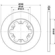 ARKA FREN AYNASI TRANSİT V363 14 ÇİFT TEKER 308x18x122.5x22x6DL-DELPHI BG4680C-KK312A315BB-BK312A315BD-1815600