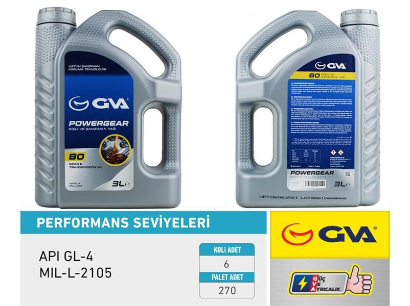 ŞANZIMAN YAĞI 80W API GL-4 3 LT-GVA 9920810-80W