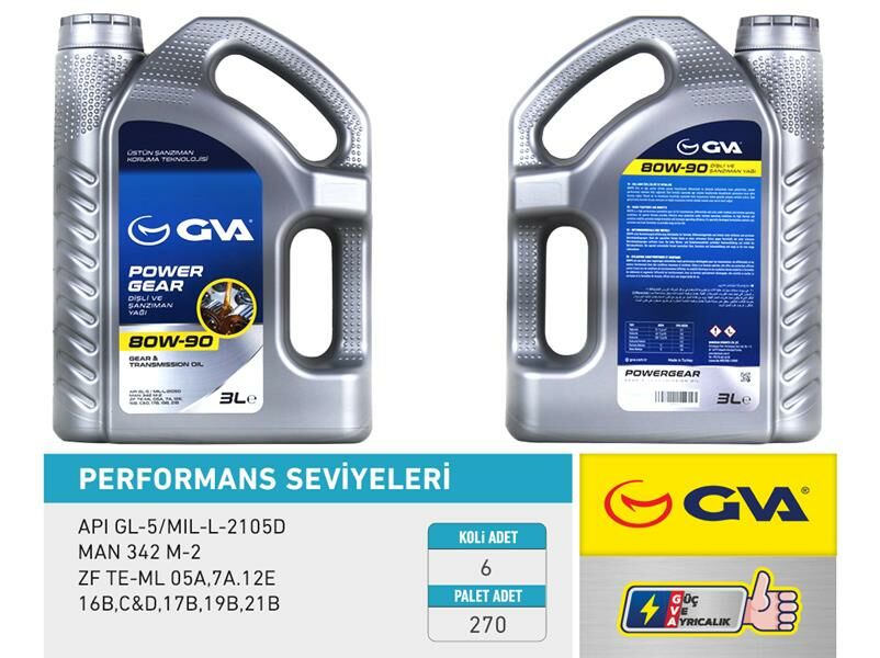 ŞANZIMAN YAĞI 80W90 3 LT API GL-5-GVA 9920752-80W90