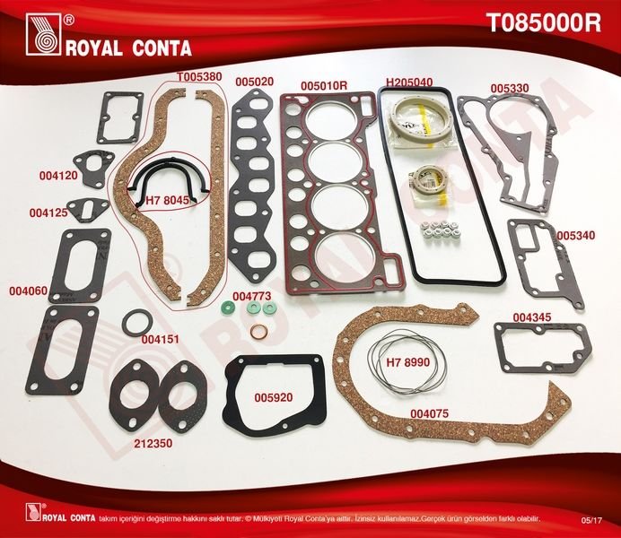 MOTOR TAKIM CONTA SÜPER SKT KEÇELİ SUBP.LAST R9 BROADWAY-R19 1.4 KARBÜRATÖRLÜ-ROYAL T085000R
