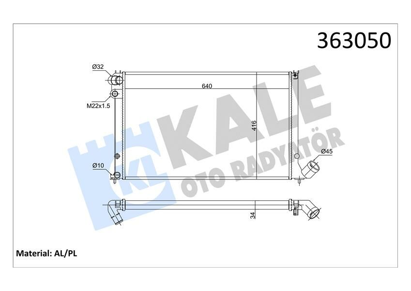 RADYATÖR 406 95-04 1.8-2.0 16V AC MEK OTOM 640x414x34-KALE 363050-1301.FP