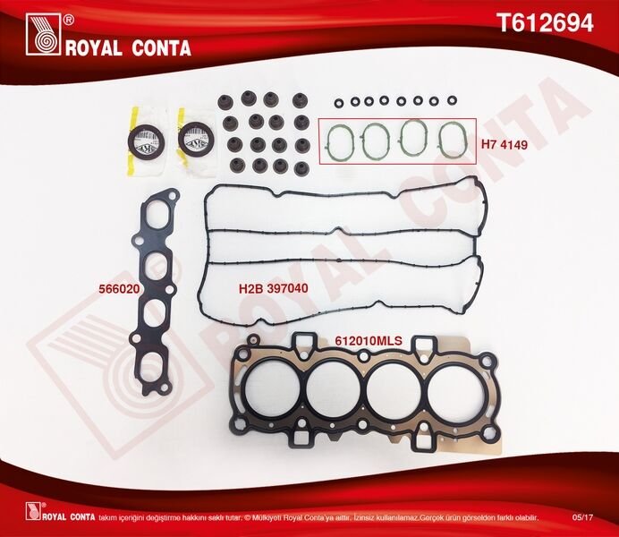 ÜST TAKIM CONTA SKT KEÇELİ S LASTİKLİ SKC .FIESTA VI 1.4 16V 97HP 10/08-ROYAL T612694