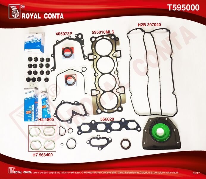 MOTOR TAKIM CONTA REINZ KEÇELİ SUBP.LAST FOCUS II 1.6 16V 03-07 100HP-ROYAL T595000-4M5G 6008