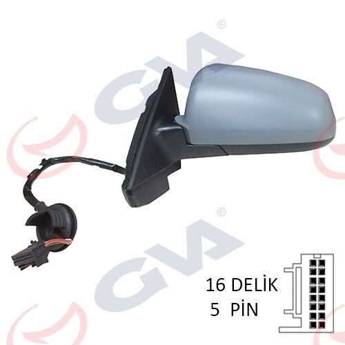 DIŞ DİKİZ AYNASI SOL A3 03 ELEKTRİKLİ ISITMALI 5 KAPILI ASTARLI ASFERİKLI 5 FİŞ VM-010EHAL-GVA 1075951-8P1858531D01C