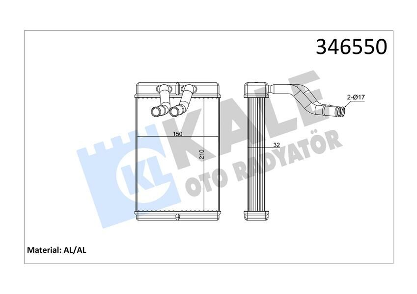 KALORİFER RDAYATÖRÜ BRAZİNG STAREX 210x165x42-KALE 346550-970234A000-972034A000