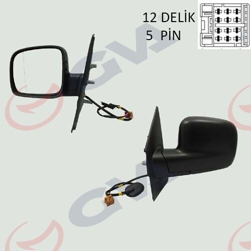 DIŞ DİKİZ AYNASI SOL TRANSPORTER T5 MULTIVAN 04 ELEKTRİKLİ ISITMALI ASFERİK 5 FİŞ VM-373EHAL-GVA 1075526-7H1857507A9B9-7H1857521A