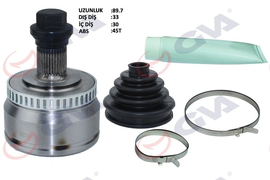 AKS KAFASI DIŞ ÖN A4-PASSAT 1.8T 96-01 ABS Lİ 45 DİŞ 33x30x53 92mm-GVA 4475120K-8D0498099B-8D0498099-8D0407305G