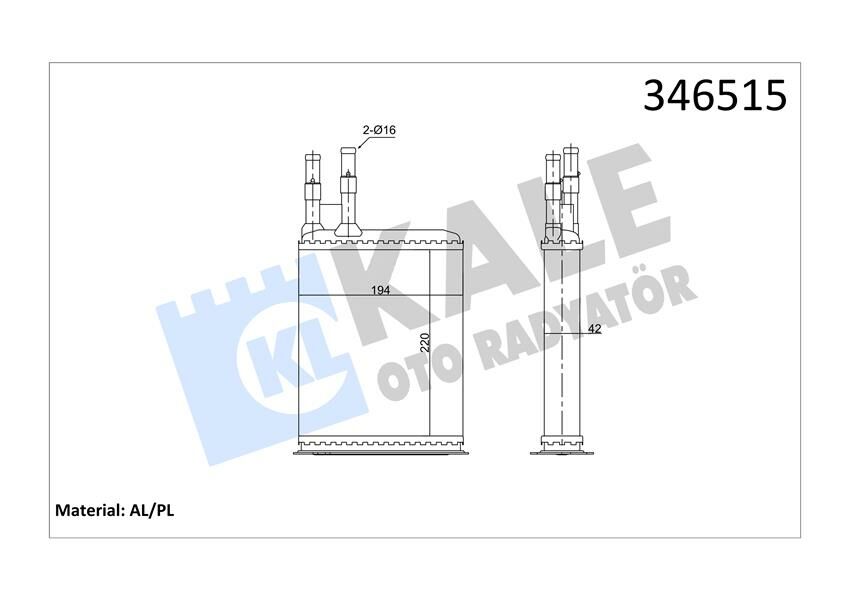 KALORİFER RADYATÖRÜ DUCATO-BOXER-JUMPER 94-02 220x195x42-KALE 346515-1321309080-6448.93-6448.F9