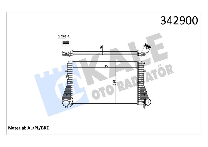 TURBO RADYATÖRÜ INTERCOOLER PASSAT-TIGUAN-SHARAN-ALHAMBRA 2.0TDI 08 615X398X32 AL-PL-BRZ-KALE-3C0145805AN-3C0145805AK-3C0145805AM