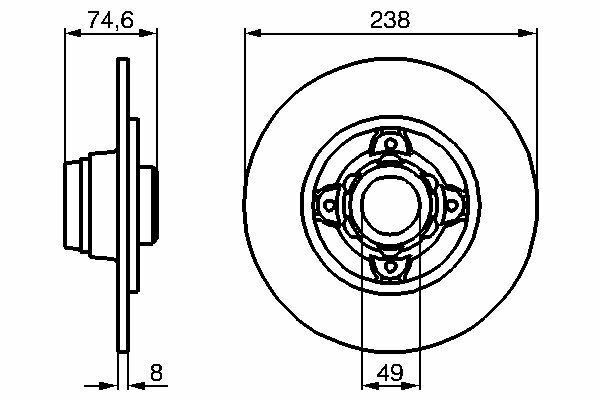 ARKA FREN AYNASI CLIO II-MGN I-R19-1.8-2.0 16V 238x8x4DL 0986478866-BOSCH 0986478557-7701204901-7700780077-7700829553