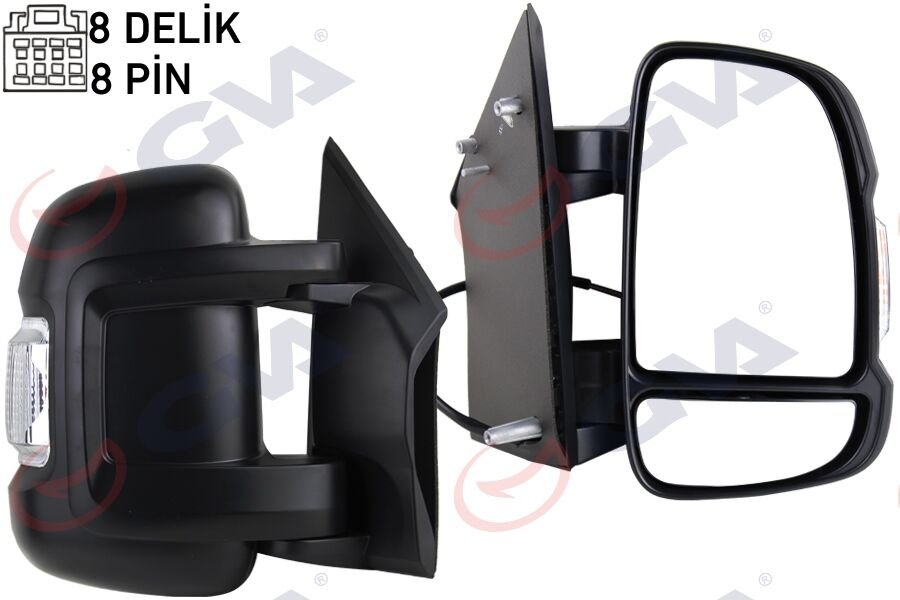 DIŞ DİKİZ AYNASI SAĞ DUCATO-BOXER-JUMPER 06 ELEKTRİKLİ ISITMALI SİNYALLİ KISA KOL KONVEKS 8 FİŞ ÇİFT CAM-GVA 1027150-735424397-735480887-8153.Y6