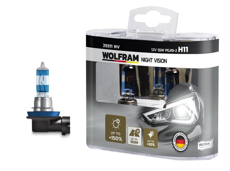AMPUL 12V H11 55 PGJ19-2 NIGHT VISION 150 FAZLA 20 BEYAZ IŞIK-WOLFRAM 29311 NV-7701049263-6216.A3