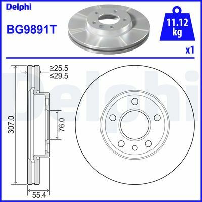 FREN DİSKİ TEKLİ PAKET . DELİKLİ ÖN VW CARAVELLE. MULTIVAN. TOUAREG. TRANSPORTER 10/2002-DELPHI BG9891T-7E0615301D-7H0615301D-JZW615301E