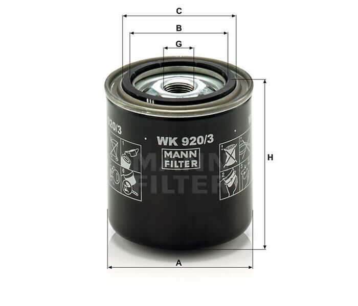 YAKIT FİLTRESİ MAZDA B-SERİE PİCKUP 2.5 D 4WD 78HP 09/98-06/99-MANN WK920.3-PN1713ZA5A