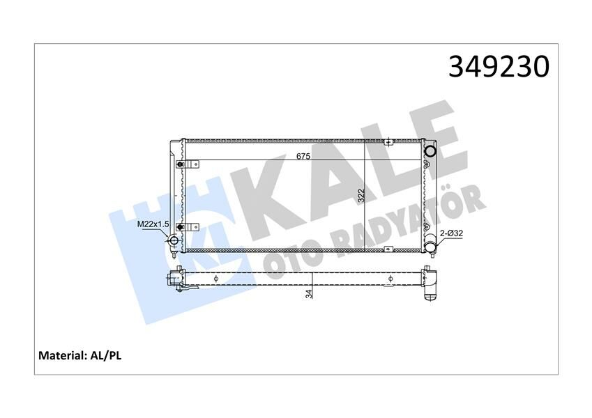 RADYATÖR AL/MKNK GOLF II-JETTA II-SCIROCCO MT-KALE 349230-191121251C-191121251F-191121253