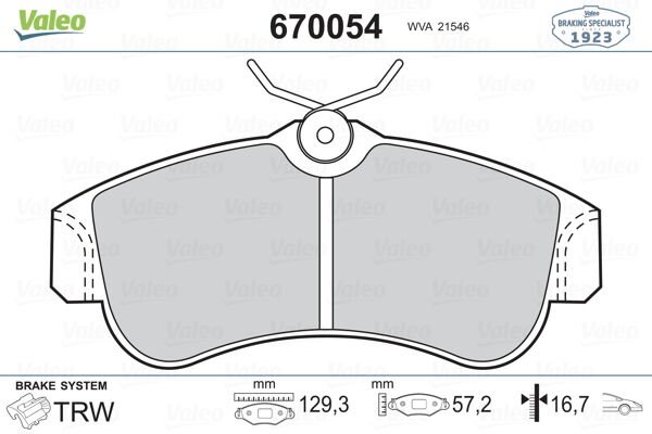 ÖN BALATA ALMERA II N16 1.5 1.8 2.0Dİ 00 1.5DCİ 03 PRIMERA P10 1.6 2.0GT 90-96 P11 1.6-VALEO 670054-410604M526-410604M525-410602F027