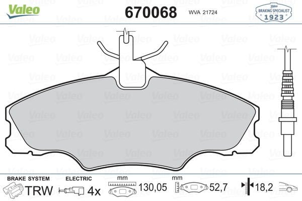 ÖN BALATA FİŞLİ P406 1.6 1.8 95/10.04 XANTIA XM-VALEO 670068-4251.31-4252.68
