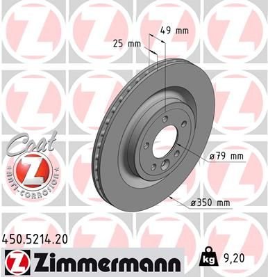 FREN DISKI ARKA 19 INC RANGE ROVER SPORT 2 L494 13 16 RANGE ROVER 4 VOGUE L405 12 DISCOVERY 5 L462 16-ZIMMERMANN 450.5214.20-LR033302-LR099036