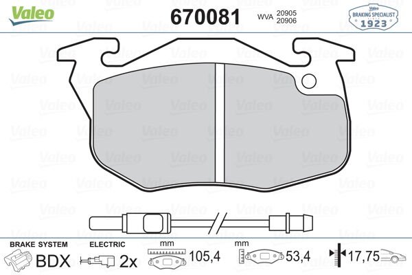 ÖN BALATA R9-R11-R19 CLIO-EXP-P106-P206-VALEO 670081-7711130034-7701202711-WVA20905