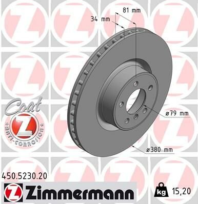 FREN DISKI ON RANGE ROVER 3 L322 5.0 09 12-ZIMMERMANN 450.5230.20-LR031845-LR011591