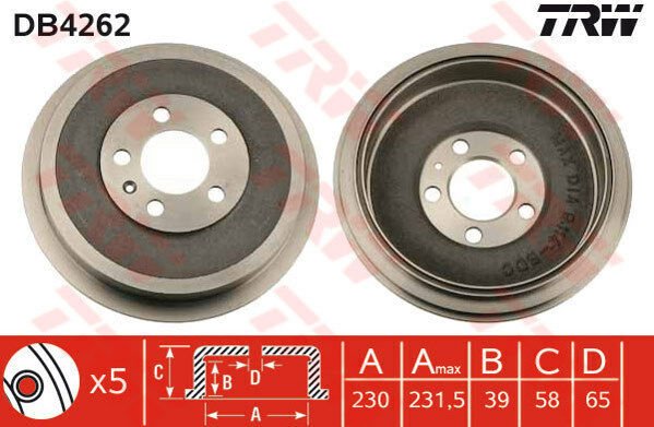 FREN KAMPANASI ARKA ROOMSTER 1.2 TDI-1.4-1.4 TDI-1.6-1.9 TDI 06 OCTAVİA 1.4-1.6-1.9 TDI 96-10-TRW DB4262-1J0609617B