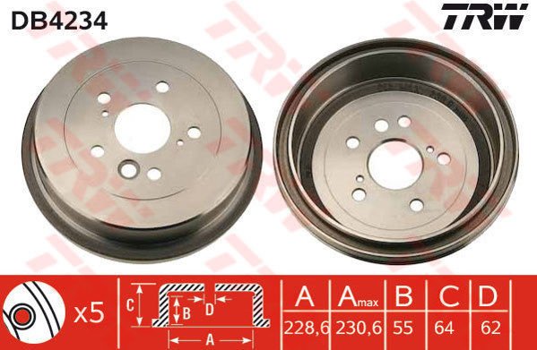 FREN KAMPANASI ARKA RAV 4 I 2.0 16V/CABRIO 2.0 16V 94-00 RAV 4 II 1.8 VVTI/2.0 D-4D 4WD/2.0 VVTI 4WD-TRW DB4234-4243142010