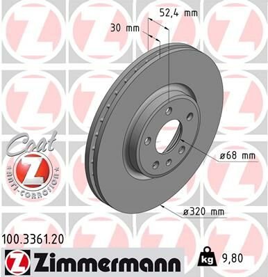 ÖN FREN AYNASI A4-A5-A6-A7-Q5 320x30x28xHAVALI 0986479C49-DF6148-ZIMMERMANN-8R0615301-8R0615301C