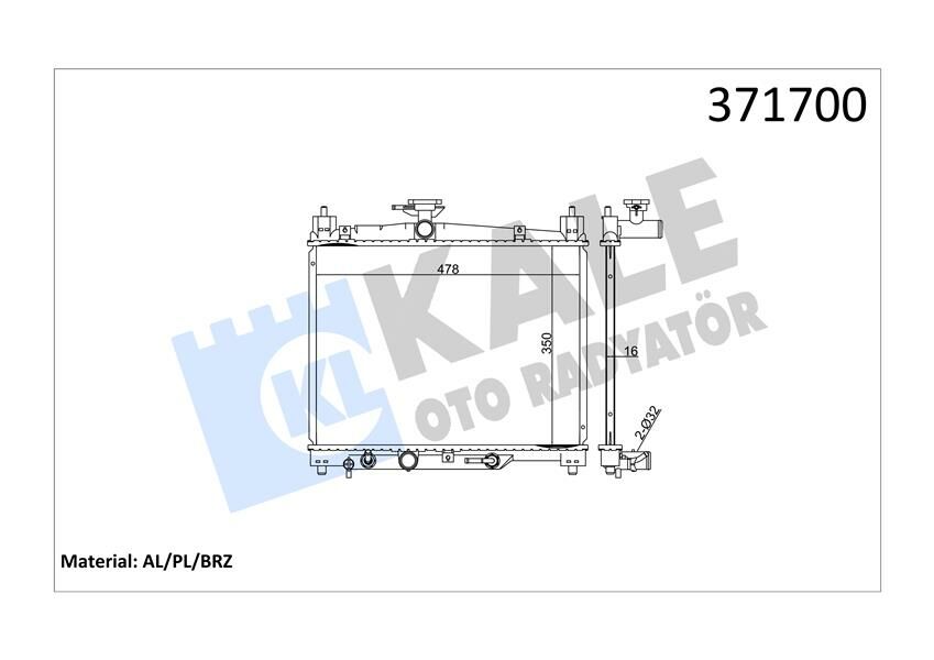 RADYATÖR YARIS AL/PL/BRZ 350x478x16-KALE-1640023090