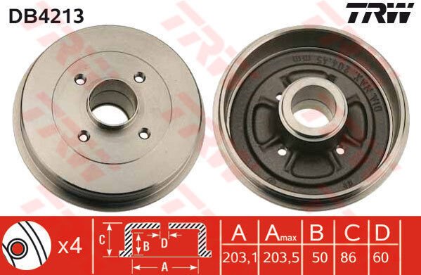 ARKA FREN KAMPANASI LGN 1.6 16V.1.8 16V.2.0 16V.2.0.1.9TDI 93-01 1.9 DCI 01-TRW DB4213-7700103319-7700840711