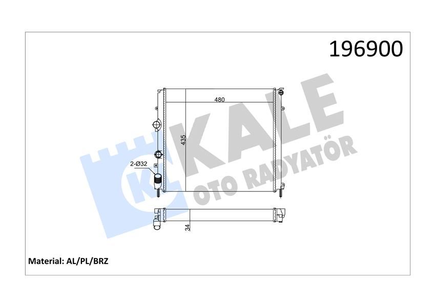 RADYATÖR KNG 97 1.9D KLİMASIZ MEK 479x442x34 1 SIRA ALB SİSTEM-KALE-8200747214-7701352898-7700312858