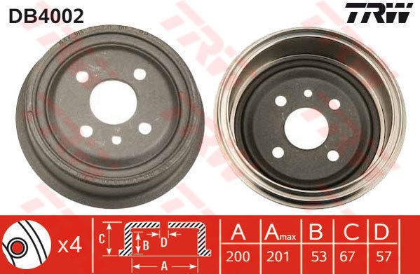 ARKA KAMPANA VECTRA A 89 95 ASTRA F 91 98 1.4-1.6-1.8-2.0 LACETTI 05 13 242x200x53x100 4DL 568054-91024352-TRW DB4002-568057-90168958-568039-90105445