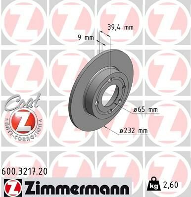 ARKA FREN AYNASI CORDOBA 96/10.02 IBIZA III 96/2.02 AROSA 00/6.04 POLO 96/01 232x8.8x4DL 986478492-986479C67-DF4062-ZIMMERMANN 600.3217.20-6N0615601A-6N0615601B