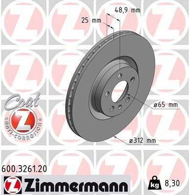 FREN DİSKİ POLO 6 AW 2.0 TSI 16V-ZIMMERMANN 600.3261.20-2Q0615301N-2Q0615301N