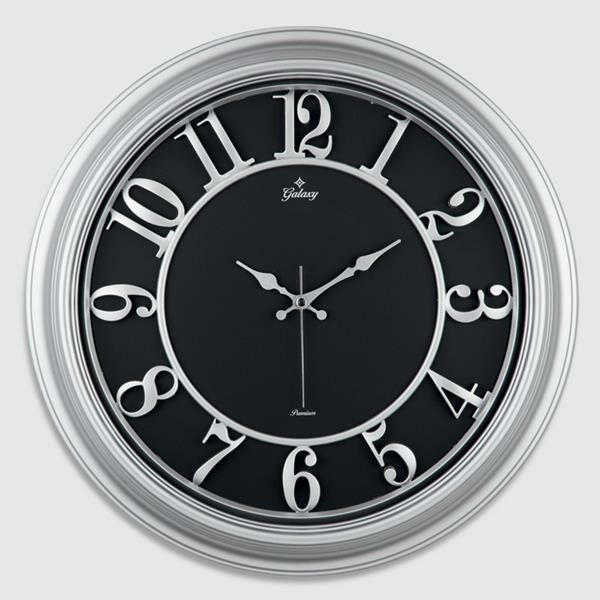 DUVAR SAATİ GRİ ÇERÇEVE İÇİ SİYAH 46CM KABARTMA RAKAMLI SELEFON KORUMALI AMERİKAN BRİSTOL KADRAN METAL AKREP/YELKOVAN/SANİYE AKAR SANİYELİ MEKANİZMA AKRİLİK BOYA ABS HAMMADDE MİNERAL CAM-SAAT 1963-G-SAAT 1963-G