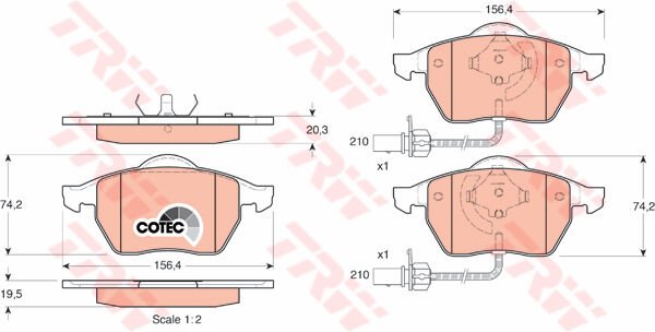 ÖN BALATA FİŞLİ BÜYÜK TİP PASSAT-A4-A6 97-04 GDB1307-TRW GDB1307-4B0698151E-4B0698151K-4B0698151AB